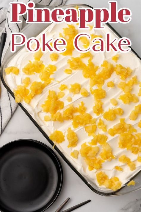 Pineapple Upside Down Poke Cake Recipe, Pineapple Jello Cake, Pineapple Poke Cake Condensed Milk, Cake Mix And Pineapple Recipe, Jello Pudding Poke Cake, Pineapple Crush Cake, Pineapple Cake With Cream Cheese Frosting, Pineapple Poke Cake Easy, Pineapple Upside Down Poke Cake