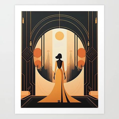 Art Deco Nouveau, Art Deco Design Graphics Illustrations, Art Deco Woman Illustration, Art Deco Movie Posters, Art Deco Character, Art Deco Witch, 1920s Art Deco Posters, Art Deco Posters Illustrations, Fillmore Poster