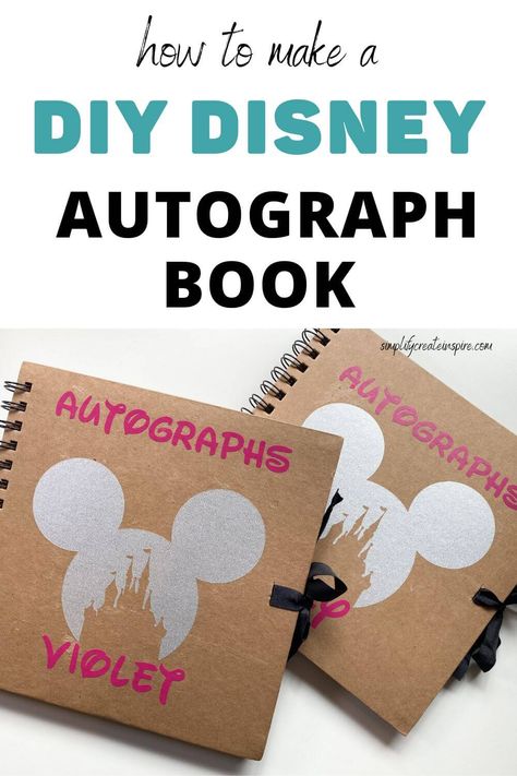 Disney World Autograph Book Diy, How To Make A Disney Autograph Book, Disney Memory Book, Disney Trip Reveal Box Ideas, Diy Disney Signature Book, Disney Scrapbooking Ideas, Disney Signature Book, Creative Disney Autograph Ideas, Diy Disney Autograph Book Ideas