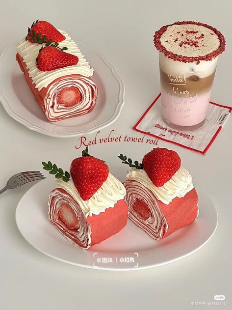 Kue Macaroon, Dessert Strawberry, Strawberry Aesthetic, Pretty Dessert, Perfectly Timed Photos, Sweet Snacks Recipes, Strawberry Desserts, Food Drinks Dessert, Baymax