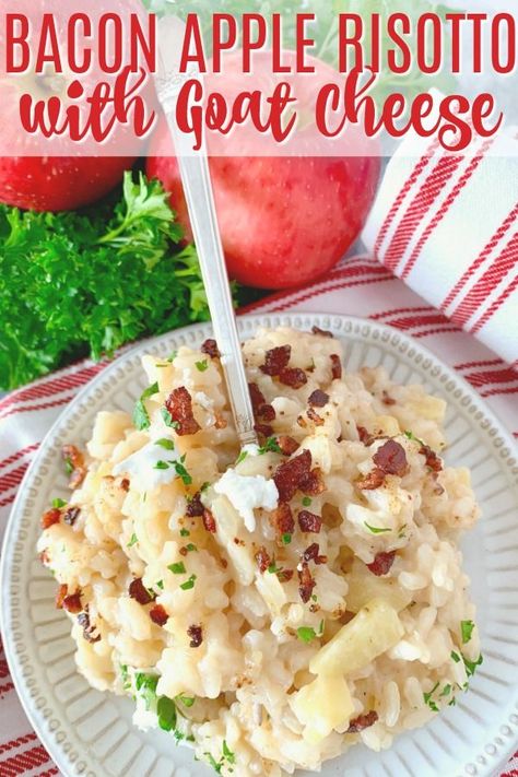 Apple Risotto, Risotto With Goat Cheese, Recipe With Goat Cheese, Bacon Risotto, Celebrities Tattoos, Apple Day, Outdoors Quotes, Indian Rice Recipes, Goat Cheese Recipes