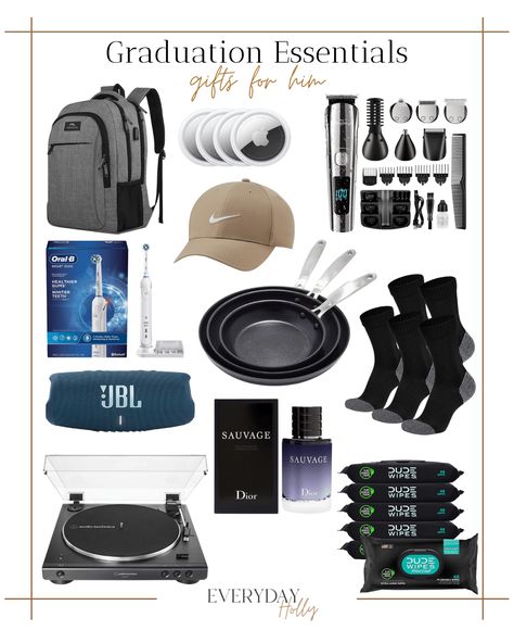 graduation essentials, gifts for him College Gifts For Guys, College Survival Kit For Guys, College Guy Christmas Gifts, Best Gifts For College Boys, Boy Graduation Gifts, Grad Gifts For Guys, Graduation Essentials, College Packages For Guys, Graduation Gift Ideas For Boys