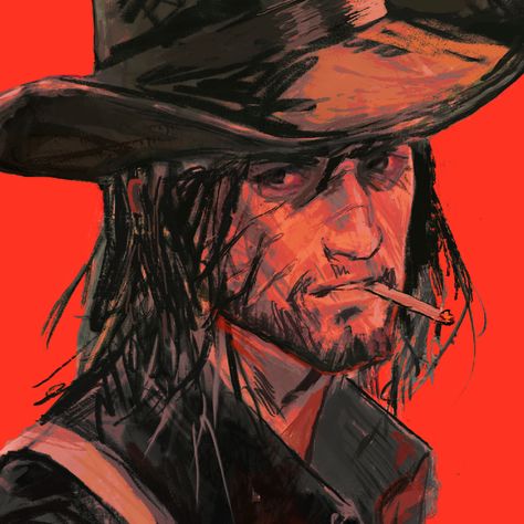 Rdr 2 Pfp, Red Harlow Fanart, Rdr2 Fanart Funny, Hot Cowboy Art, Cowboy Art Reference, Dnd Character Poses, Red Dead Redemption 2 Drawing, John Marston Fan Art, Cowboy Drawing Reference