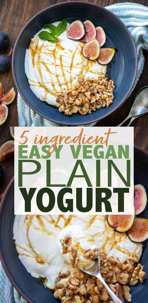 If you're looking for a no frills, no fancy ingredients, simple feed your cravings kind of treat, this easy vegan yogurt recipe is it! #dairyfreerecipes #veganbreakfasteasy Vegan Yogurt Recipe, Vegan Breakfast Easy, Yogurt Recipe, Vegan Yogurt, Healthy Clean Eating, Yogurt Recipes, Plain Yogurt, Vegan Breakfast Recipes, Vegan Breakfast