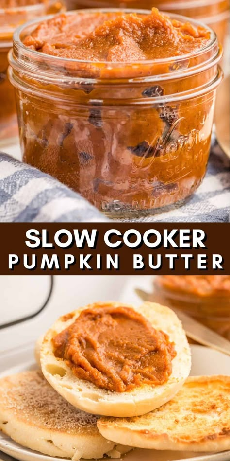 With minimal ingredients and amazing flavor, this Slow Cooker Pumpkin Butter is a Fall staple that you will use over and over again. Crock Pot Pumpkin Butter, Slow Cooker Pumpkin Recipes, Pumpkin Butter Recipe Crockpot, Crockpot Pumpkin Butter, Thanksgiving Slow Cooker, Slow Cooker Pumpkin Butter, Crockpot Pumpkin, Pumpkin Butter Recipe, Pumpkin Crockpot