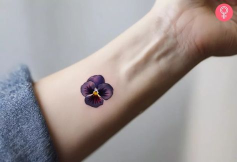 8 Beautiful Pansy Tattoo Ideas And Their Meanings Pansy Meaning, Pansy Tattoo Black And White, Pansy Flower Tattoo, Pansy Tattoo, Pansies Flowers, Elegant Tattoos, Finger Tattoos, Rose Tattoo, Black Tattoos