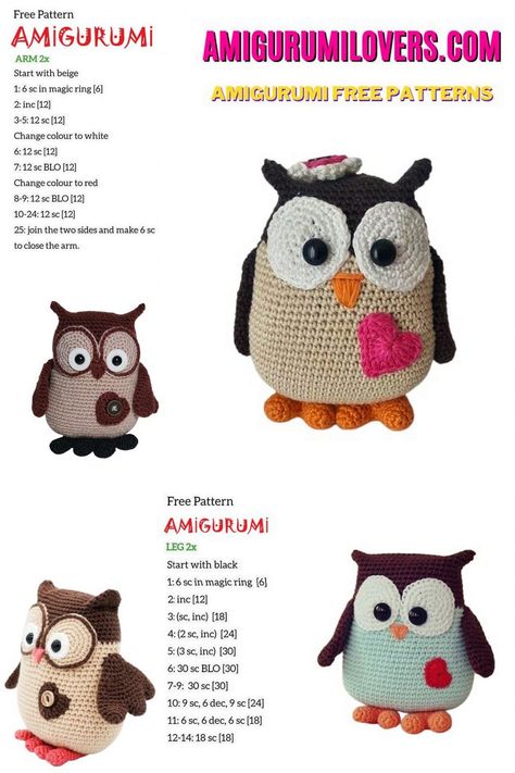 Amigurumi Owl Free Pattern - Amigurumilovers.com Owl Amigurumi Free Pattern, Owl Crochet Pattern Free, Amigurumi Owl, Creepy Creatures, Free Amigurumi Crochet Patterns, Crochet Owls, Owl Crochet Patterns, Felt Owls, Crochet Toys Free