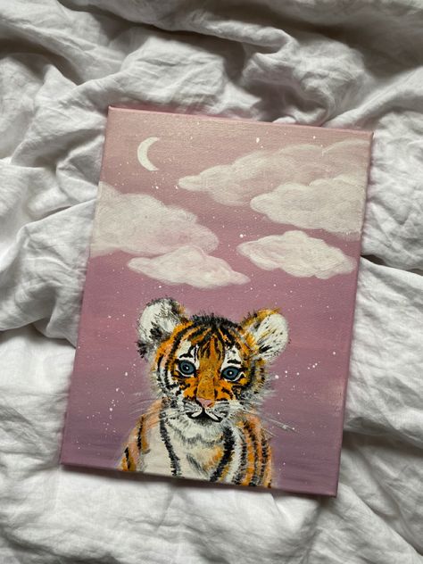 #acrylic #painting #art #tiger Tiger Painting Acrylic Easy, Tiger Acrylic Painting, Tiger Painting Acrylic, Friend Painting, Tiger Painting, Small Canvas Art, Art Wallpaper Iphone, Small Canvas, Cat Painting