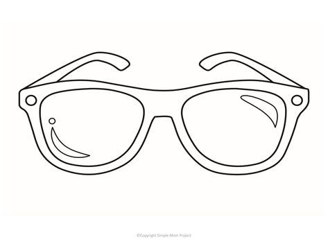 How To Draw Sunglasses, Glasses Doodle, Sunglasses Template, Drawing Sunglasses, Glasses Printable, Sunglasses Drawing, Simple Mom Project, Photo Booth Printables, Summer School Crafts