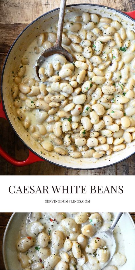 Creamed Beans And Potatoes, White Bean Main Dish, Cheese Beans, Recipes Using Canned White Beans, Southern White Beans, Crispy White Beans, Saucy Beans, Bean Dinner Ideas, Favs Bean Recipes