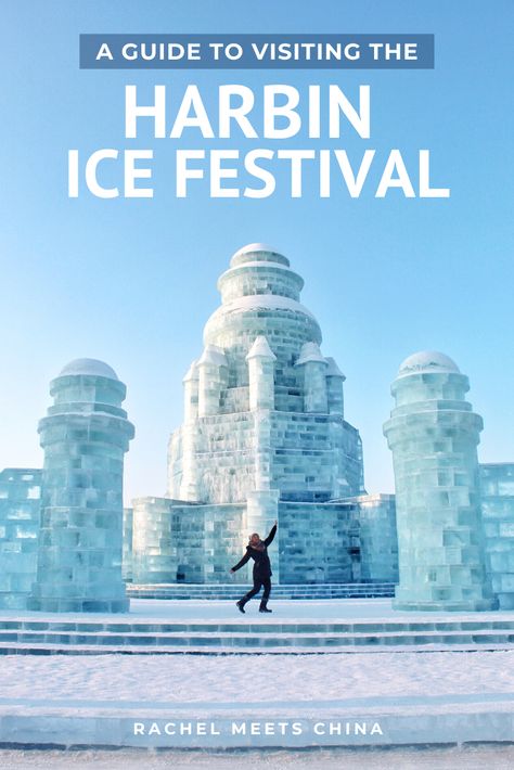 The Harbin Ice and Snow Festival is a world-famous festival held in the northern city of Harbin, China every year! China Winter, Ice Festival, Harbin China, Harbin Ice And Snow Festival, Futuristic Ice City, Harbin Ice Festival, Ice Festival China, Hokkaido Snow Festival, Snow In China