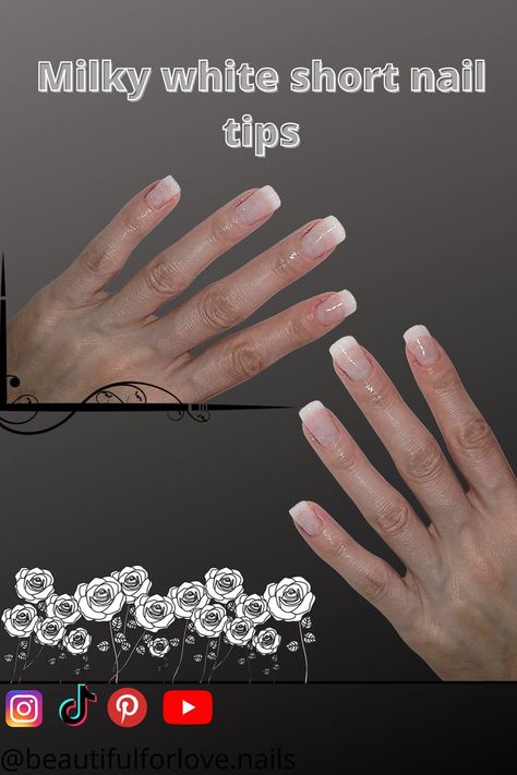 Quick nail tips with milky white

#shortnails #nailtips #milkywhite #gelnails #nailprep #nailtutorial #youtube How To Get Milky White Nails, Milky White Gel Nails French, Milky French Manicure Gel, Milky White Nails Tutorial, Milky White Base French Tip Nails, Gel X Nails Milky White, White Nail Tips, Milky French Manicure, Milky White Nail