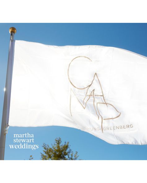 The day of the wedding, the couple's flag flew from a flagpole on the path to the ceremony, transforming the resort into Camp Chung-Greenberg (and echoing the design of the invitations). Signs For Wedding Ceremony, Yoko Ono And John Lennon, Rock Star Wedding, Welcome Ideas, Creative Wedding Sign, Troop Beverly Hills, Rock N Roll Wedding, Weekend Wedding, Jamie Chung