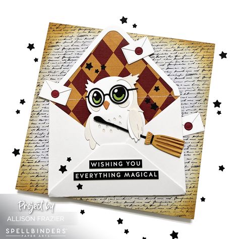 Harry Potter Graduation, Harry Potter Birthday Cards, Harry Potter Cards, Diy Harry Potter, Harry Potter Owl, Owl Books, Harry Potter Crafts, Spellbinders Cards, Harry Potter Diy