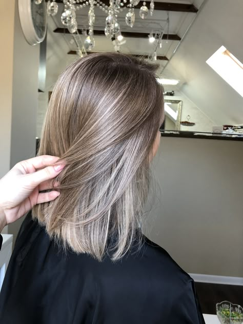 Blonde Airtouch On Dark Hair, Ash Balayage Blonde, Straight Bronde Haircolor, Brown Hair With Cool Blonde Highlights, Mocha Blonde Balayage, Dirty Blonde Hair With Highlights Short, Dirt Blonde Hair Color, Ash Blonde Babylights, Ash Blonde Lob