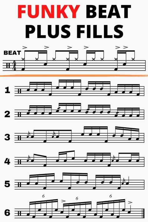 Funky drum beat plus fills. Get your funk ready with this funky drum beat and some nice drum fills. Follow me @yanick_drummer on Instagram for more drum content. Drum Room Ideas, Drum Fills, Drums Wallpaper, Popular Piano Sheet Music, Learn Drums, Music Drums, Drum Notes, Learn Music Theory, Song Writing