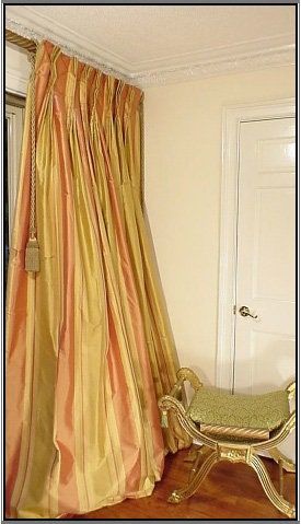 Spring Sale! Silk Taffeta "Multi Stripe" French or Inverted Box Pleated Drapes lined in Cotton and Interlined in Cotton Flannel by SumptuousSilkStore on Etsy Taffeta Curtains, Satin Curtains, Elegant Draperies, Silk Drapes, Pleated Drapery, Glamour Decor, Pleated Drapes, Thai Silk, Silk Taffeta