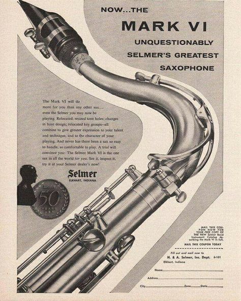 SELMER PARIS Selmer Saxophone, Music Advertisement, Retro Backdrop, Vintage Saxophones, Saxophone Art, Brass Musical Instruments, Music Ads, Jazz Concert, Saxophone Music