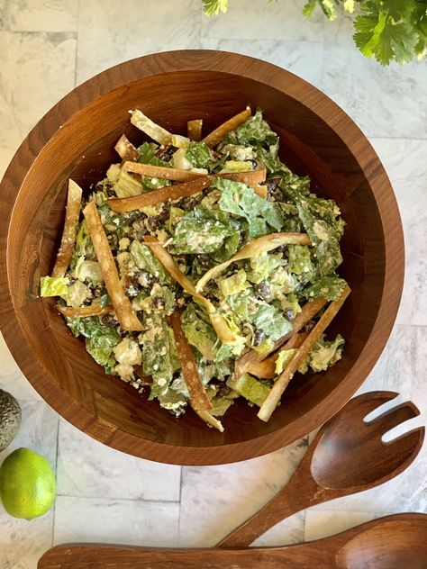 Mexican Caesar Salad Mexican Ceasar Salad Recipes, Mexican Caesar Salad, Homemade Tortilla Strips, Chicken Piccata Pasta, Salad Chopped, Homemade Tortilla, Tortilla Strips, Classic Salad, Fried Tortillas