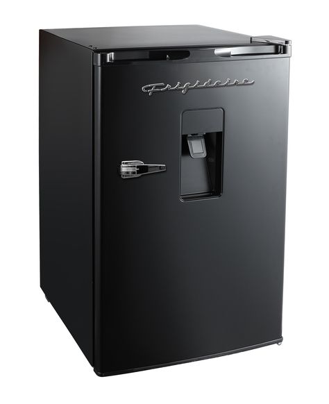 The Frigidaire 4.5 cu ft compact refrigerator is a cool and fun way to keep your favorite beverages and snacks cold with the added bonus of a built in water dispenser the retro design will look great with any decor whether contemporary or traditional. It is perfect for a dorm room, office or RV! Frigidaire 4.5-cu ft Freestanding Mini Fridge Freezer Compartment (Black) | EFR494-BLACK Mini Fridge Bar, Mini Fridge In Bedroom, Black Mini Fridge, Mini Fridge Cabinet, Fridge Essentials, Bar Fridge, Mini Fridge With Freezer, Door Basket, Compact Fridge