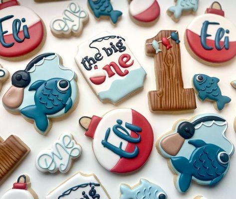 Fishing First Birthday Cookies, Fish Themed Cookies, O Fish Ally One Cookies, O Fish Ally One Birthday Cookies, Oh Fishally One Birthday Cookies, Ofishally One Birthday Cookies, Ofishally One Cookies, Fishing Birthday Cookies, O Fish Ally One Birthday