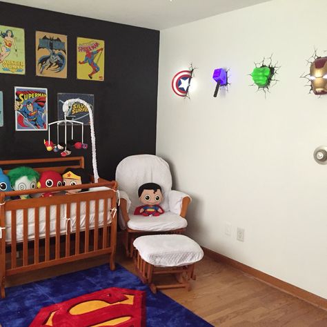 Baby nursery superheroes avengers marvel superman baby boy Character Nursery Themes, Captain America Nursery, Marvel Nursery Ideas, Baby Superhero Nursery, Superhero Boys Room, Marvel Nursery, Baby Boy Room Themes, Superman Baby, Boy Room Themes