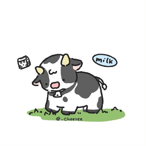 Cute Cow Art Aesthetic, Chibi Cow Drawing, Cow Doodle Cute, Cow On Skateboard, Cow Cute Drawing, Cute Cow Doodle, Simple Cow Drawing, Cow Drawing Cute, Cute Cow Illustration