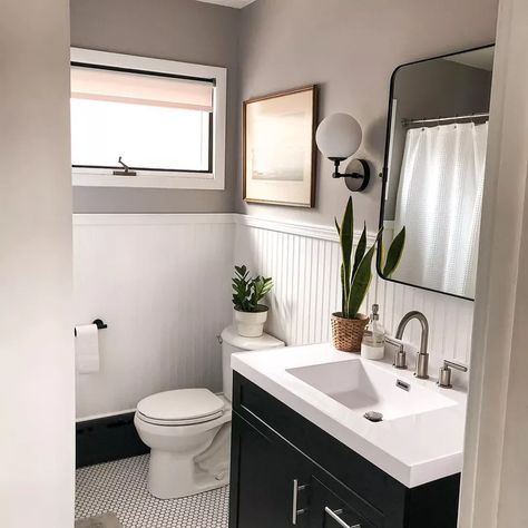 Modern Beadboard, Beadboard Bathroom Ideas, Beadboard Ideas, Beadboard Bathroom, White Beadboard, Beadboard Wainscoting, Wainscoting Bathroom, Tiny Bathrooms, Boys Bathroom