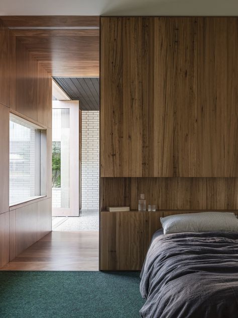 Timber Bedroom, Passive Design, Internal Courtyard, Timber Cladding, Local Furniture, Up House, Ha Ha, Timber Flooring, Brickwork