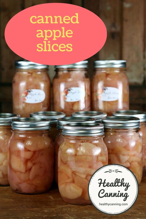 Canned Apple Slices, Mango Salsa Canning Recipe, Apples Canning, Apple Recipes For Canning, Applesauce Recipes Canning, Healthy Canning, Canning Applesauce, Apple Slice Recipe, Apple Cinnamon Recipes