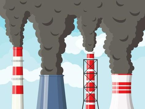 Factory air pollution. Polluted environment, industrial smoke and industrial smoke cloud vector illustration, air pollution from factory smoke. 11507477 Vector Art at Vecteezy Pollution Pictures, Sky With Clouds, Cloud Vector, Carbon Dioxide, Clear Sky, Cityscape Photos, Air Pollution, Sky And Clouds, Flat Style