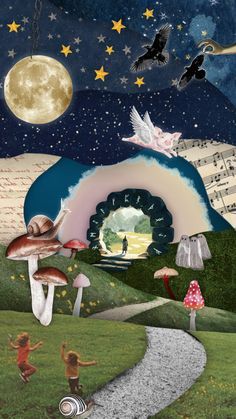 Dream Collage Ideas, Magic World Aesthetic, Dreamscape Collage, Dreamy Collage, Collage Surrealism, Fantasy Collage, Random Collage, Surrealism Collage, Surrealist Collage