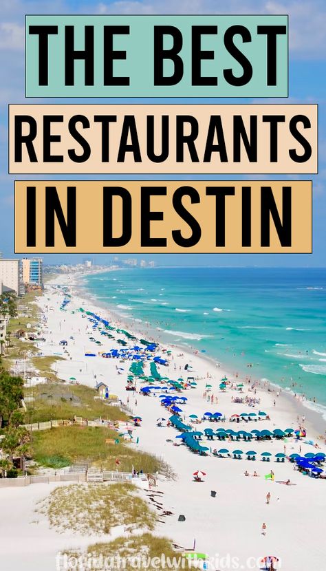 The best restaurants in Destin Florida #destinflorida #destin #floridatravelwithkids Best Things To Do In Destin Florida, Restaurants In Destin Florida, Best Beaches In Destin Florida, Destin Beach Florida, Things To Do In Destin Florida, Destin Florida Things To Do In, Destin Florida Restaurants, Destin Restaurants, Destin Florida Vacation