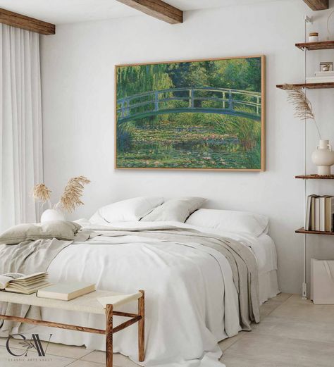 Rustic Landscaping, Large Wall Art Canvas, Claude Monet Water Lilies, Monet Water Lilies, Country Paintings, Large Canvas Wall Art, Summer Landscape, Vintage Landscape, Extra Large Wall Art