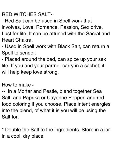 Witches Salt, Red Salt, Witch Herbs, Spell Work, Magic Spell Book, Grimoire Book, Oh My Goddess, Wiccan Witch, Wiccan Spell Book