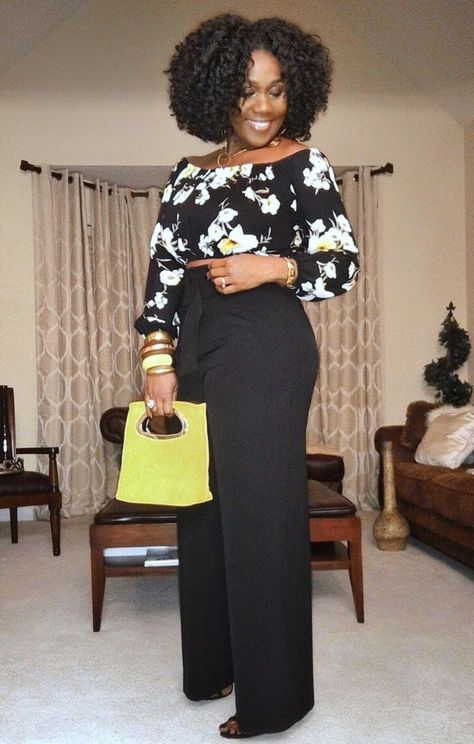 757f843a169cc678064d9530d12a1881desc48306424ri Black Palazzo Pants Outfit Casual, Floral Palazzo Pants Outfit, Palazzo Pants Outfit Casual, Black Palazzo Pants Outfit, Palazzo Pants Outfit, Elegant Fashion Outfits, Black Palazzo Pants, Fashionable Work Outfit, Chiffon Blouses