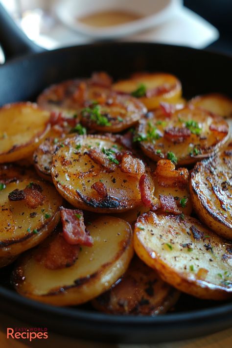 Authentic German Bratkartoffeln (Pan-Fried Potatoes) Recipe German Style Potatoes, German Roasted Potatoes, Potatoes Bravas Recipes, German Fried Potatoes Recipes, German Christmas Food Dinner, Diner Potatoes, German Food Recipes Authentic, German Recipes Authentic, German Breads