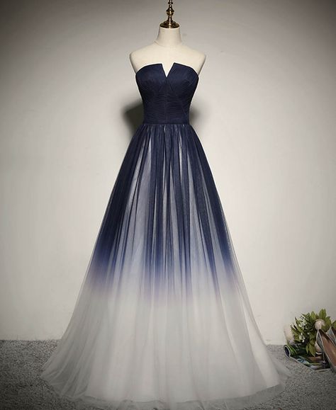 Navy Blue Gradient, Bridesmaid Dress Tulle, Impact Quotes, Tulle Long Prom Dress, Tulle Bridesmaid Dress, Custom Prom Dress, Blue Evening Dresses, Dress Tulle, Blue Tulle