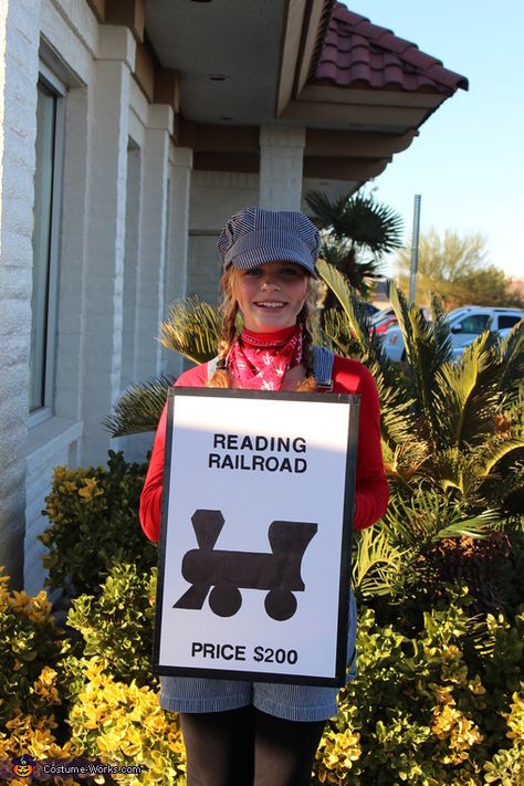 Reading Railroad--Given that this girl could put away 1,000+ pages a week in pleasure reading, we thought this space was appropriate for her!, Monopoly Family Costume Railroad Costume Ideas, Monopoly Float Ideas, Monopoly Homecoming Hallway, Monopoly Costume Diy, Monopoly Homecoming Float, Monopoly Costume Ideas, Monopoly Man Costume, Monopoly Costume, Monopoly Themed Parties