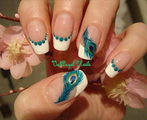 Peacock Nail Designs, Peacock Nail Art, Ongles Gel Violet, Do It Yourself Nails, Peacock Nails, Feather Nail Art, Feather Nails, Art Deco Nails, Her Nails