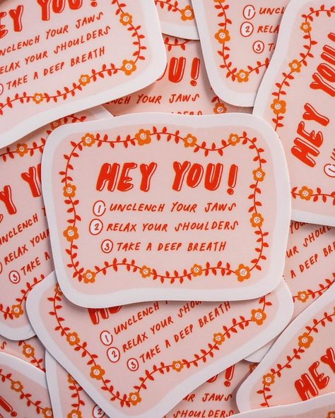 Unclench Your Jaw, Cute Reminder, Positive Stickers, Mental Health Stickers, Health Stickers, Bullet Journal Month, Mental And Emotional Health, Canva Design, New Sticker