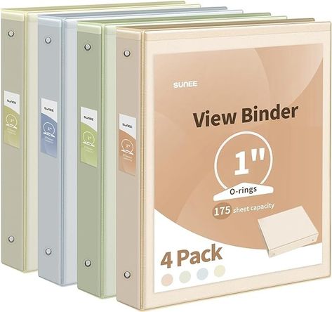 Amazon.com : SUNEE 3 Ring Binder 1 Inch 4 Pack, Clear View Binder Three Ring PVC-Free (Fit 8.5x11 Inches) for School Binder or Office Binder Supplies, Neutral Aesthetic Binder : Office Products Aesthetic Binder, Teacher Wishlist, 1 Inch Binder, Teacher Wish List, School Binder, My Backpack, Sheet Protectors, Christian College, Mbti Types