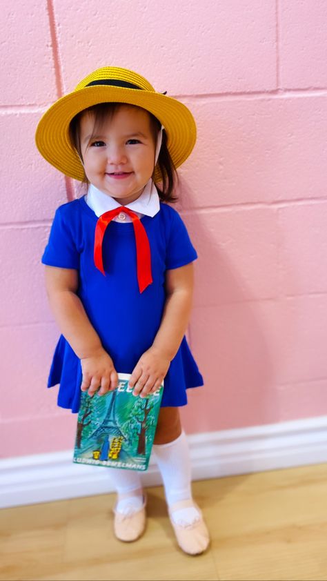 Toddler costume #madeline Madeleine Costume, Madeline Outfit, Blueberry Baby Costume, Diy Madeline Costume, Madeline Character Costume, Madeline Costume, Madeline Storybook, Storybook Character Costumes, Toddler Costumes Girl