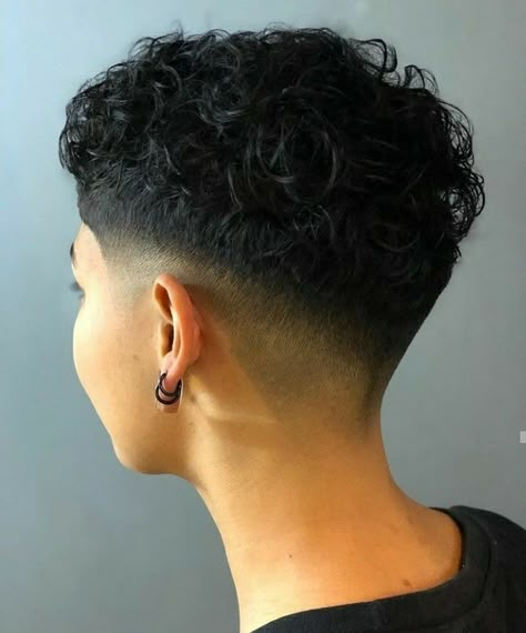 Curly Hair Undercut, Undercut Curly Hair, Curly Hair Fade, Curly Pixie Hairstyles, Curly Pixie Haircuts, Shaved Hair Designs, Bob Haircut Curly, Taper Fade Haircut, Short Curly Haircuts