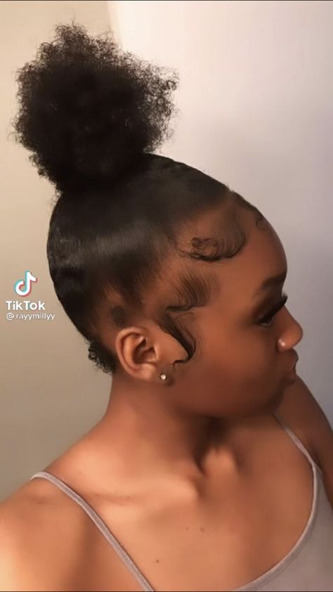 Top Knot On Short Hair, 4c Top Knot Bun, Top Knot Bun Short Hair, 4c Hair Slick Back, Top Knot Short Hair, Top Knot Natural Hair, Short Hair Top Knot, Women Culture, Slick Styles