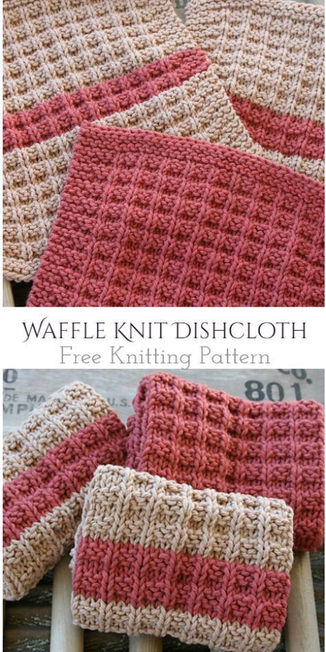 Knit Waffle Washcloth Free Knitting Patterns #knitting #knittingideas #knittingpattern Waffle Stitch Dishcloth Free Pattern, Knitting Pattern For Dishcloth, Knitted Waffle Stitch Dishcloth, Knitting Pattern Dishcloth Free, Knitting Waffle Stitch, Knit Cotton Pattern, Waffle Stitch Knitting Free Pattern, Waffle Knit Stitch Pattern, Crochet Dishcloths Free Patterns Easy Video