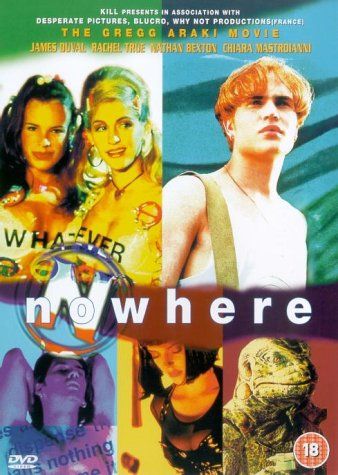 Nowhere [DVD] [1998]: Amazon.co.uk: James Duval, Rachel True, Nathan Bexton, Chiara Mastroianni, Debi Mazar, Kathleen Robertson, Joshua Gibr... Gregg Araki Poster, Teenage Apocalypse, Nowhere 1997, James Duval, Rachel True, Gregg Araki, Doom Generation, Film Buff, Movie Covers