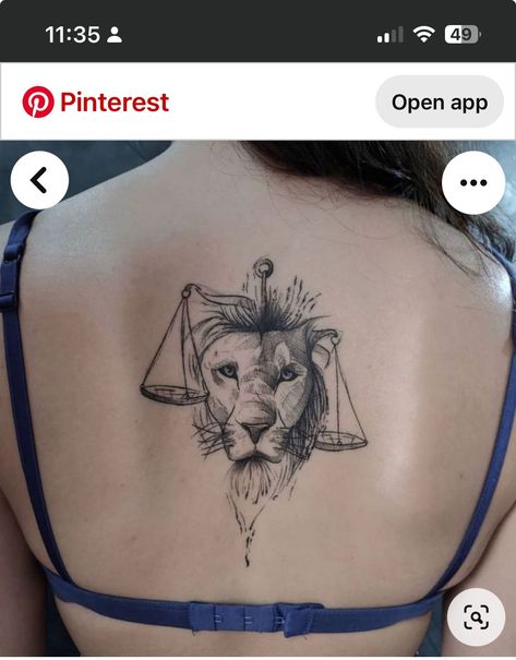 Libra Inspired Tattoos, Tattoos On People, Lion Face Tattoo, Libra Scale Tattoo, Scales Tattoo, Lion Tattoo Ideas, Lion Hand Tattoo, Leo Zodiac Tattoos, Balance Tattoo