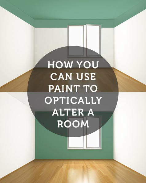 How To Paint A Long Narrow Room, Two Colour Painted Wall, Different Room Painting Ideas, Paint To Separate Spaces, Paint Can Change Size Of Room, Colourful Living Room Paint, Zoning Rooms With Paint, Painted Wall Inspiration, Green Living Room Ideas Decor