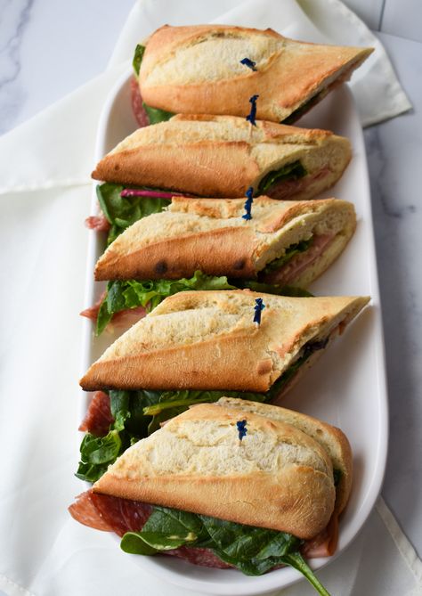 Baguette Sandwich - Alex Daynes French Baquette Ideas, Baguette Fillings Ideas, Best Baguette Sandwiches, Baguette Sandwich Aesthetic, Italian Baguette Sandwich, Mini Baguette Sandwiches, Baguette Recipe Ideas, Baguette Sandwich Ideas, French Baquette